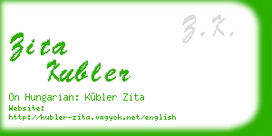 zita kubler business card